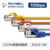 POLYWELL CAT6A 高速網路線 5米 10Gbps 網路線 RJ45 福祿克認證 寶利威爾 台灣現貨