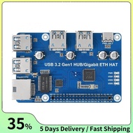 for  USB 3.2 Gen1 HUB Gigabit ETH HAT Expansion Board USB 3.2 Gen1+1000M ETH Ports for  4B