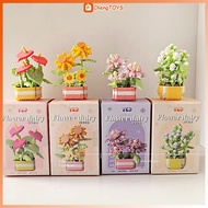 FChengTOYS Puzzle 3D Flower Toys Blocks Bricks Blocks Flower Pots DIY Stacking Blocks Toys Birthday 
