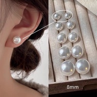 Shijia Bread Flour Light Pearl Stud Earrings for Women925Silver Needle Light Luxury Temperament Earrings2024New Niche Ear Jewelry