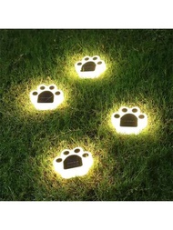 1個led太陽能戶外路燈,太陽能動物爪印燈,led花園路徑裝飾照明腳印燈庭院燈,埋藏式燈牆（附雙面膠帶）