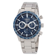 [Creationwatches] Seiko Sports Chronograph Stainless Steel Blue Dial Quartz SSB445P1 100M Men's Watch