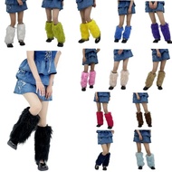 Winter Faux Fur Leg Warmers Women Long Plush Boot Covers Imitation Fox Fur Socks Sleeve Girls Fuzzy 