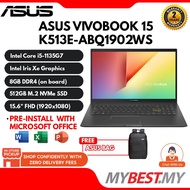 ASUS VIVOBOOK 15 K513E-ABQ1902WS LAPTOP BLACK (i5-1135G7/8GB /512GB SSD/INTEL IRIS/15.6 FHD/W11/2YRS