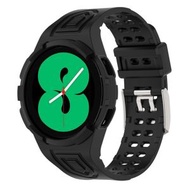全城熱賣 - 適用於三星 Galaxy Watch4 40mm 鎧甲一體TPU雙針扣智能手錶帶（黑色）