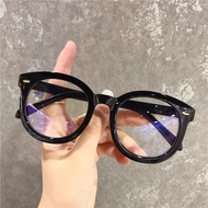 Black Round Frame Glasses Anti Blue Ray Lens/Unisex Eyewear/ Klasik Cermin Mata Bulat Hitam