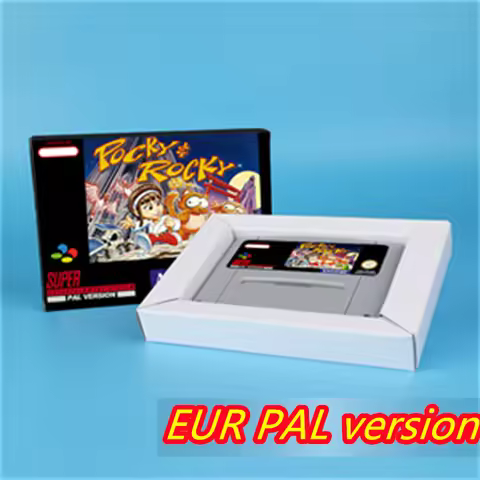 for Pocky & Rocky 16bit game card for EUR PAL version SNES video game console