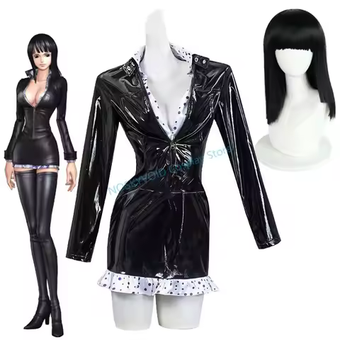 Straw Hat Pirates Nico Robin Cosplay Costume Wigs Miss All Sunday Black Leather Dress Anime Archaeol