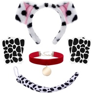 101 Days of School Dalmatian Costume Set Puppy Dog Ear Headband Tail Choker Stickers for Men Women P