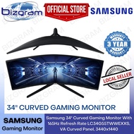 Samsung 34" Curved Gaming Monitor With 165Hz Refresh Rate LC34G55TWWEXXS, VA Curved Panel, 3440x1440 (3-Yrs Wty)