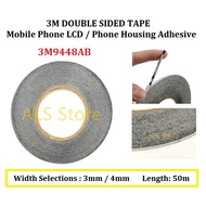 [3M 9448AB] Black Double Sided Adhesive Tape Sticky for Mobile Phone LCD - 3mm / 4mm, 50meters