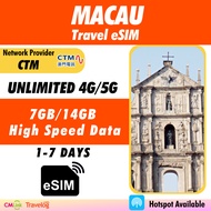 [Macau eSIM] [1-7 Days] High Speed Unlimited Data 4G Travel Prepaid eSIM Roaming Data (CTM Telecom)