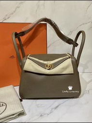 全新Hermes Lindy 26 大象灰/金扣