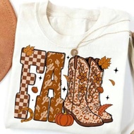 Cowboy Checkered Fall, Fall Pumpkin Tshirt Howdy Fall Autumn Shirt cowboy boots cow, Western Hallowe