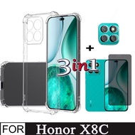 Honor X8c TPU Shockproof Phone Case for Honor X7c X8b X7a 3in1 Tempered Glass Screen Protector Priva