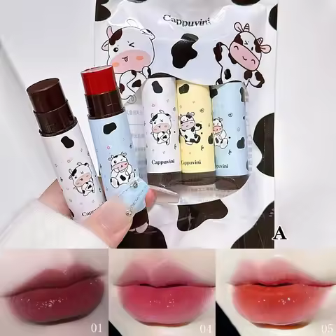 Baby Cow Lip Balm Set Moisture Tinted Lipstick Long-Lasting Moisturizing Nutritious Lip Pomade Red T
