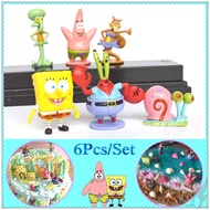 ♦ Cake Decoration ♦ 6Pcs/Set Spongebob Squarepants Action Figures Toy Desktop Fish Tank Aquarium Cake Decoration