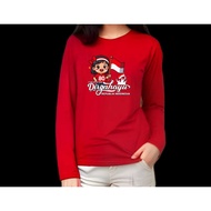 MERAH Jojo Clothing August Edition T-shirt with boy/girl character, flag 80th 2025, long sleeves, TC