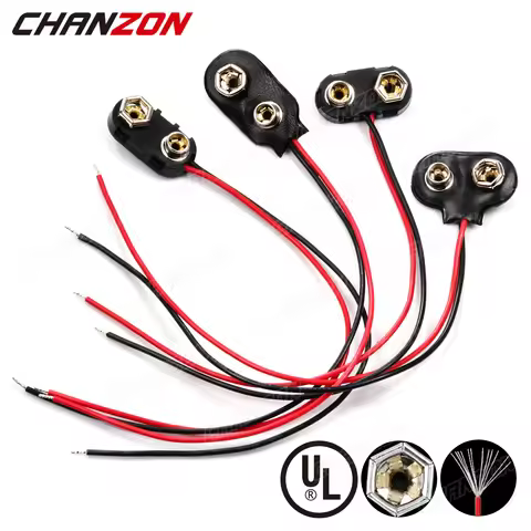 9V Battery Connector Snap Clip Power Adapter T-type I-type Dual Wire Holder Cable 9Volt 15cm Lead So