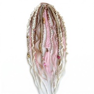 22-Inch Bohemian Style Ponytail Hair Accessories with Beads, Synthetic Braided Hair Accessories, wit