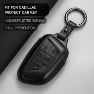 Leather Car Key Cover Case Protection Shell Keychain For Cadillac CT4 CT4-V CT5 C8 Corvette LYRIQ 20