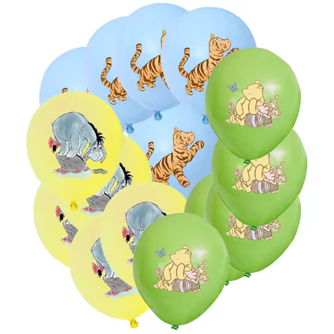 12/24/36pcs Winnie the Pooh Balloons Set Classic Cartoon Tigger Eeyore Balloons for Kids Baby Shower
