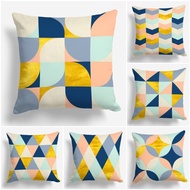 ABSTRACT RETRO PASTEL PINK BLUE YELLOW PRINT SOFA CUSHION COVER 40X40 CM