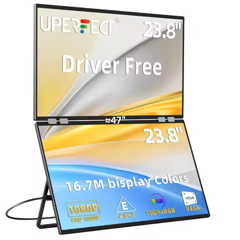 UPERFECT Delta Mega 23.8"Dual Portable Monitor 1080P 120% sRGB Foldable & Stackable Design Dual Scre