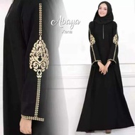 abaya gamis jubah hitam turkey bordir dress wanita muslim syari - l