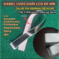 Flexible lvds cable from lcd to MB 51pin pitch 0.5mm length 50cm single socket