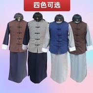 Republic of China Costume Qing Dynasty Costume Long Shirt Vest Suit Butler Costume Chinese Robe Coat