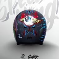 日本 虹彩屋 × Gallop- SPEED KING 復古安全帽 水泥灰