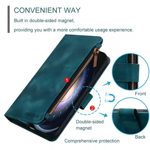 Zipper Wallet Case For Honor X8 5G X7 7X X6 6X X6s X5 Plus Honor Play 5A 6A 9C 9S 9A 8C 8S 8A 8X 9X 