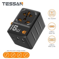 TESSAN International Travel Plug Adapter Travel Plug Adapter UK to Europe, With Fast Charger USB Port for Turkey, Mexico, Travel Plug Adapter, Universal Travel Adapter Worldwide