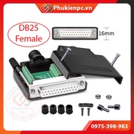 DB25 LPT COM press head, Female pin, screwed, no welding. Connect COM cable for CNC machine, industr