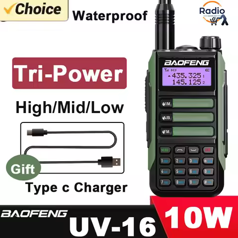 UV16 Baofeng Max Walkie Talkie Professional UV16r Ham 2 Way Radio Battery V2 Plus 10W Powerful Water