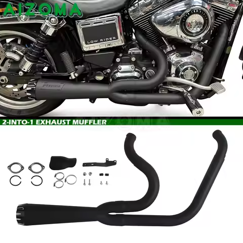 Motorcycle 2-into-1 Exhaust Muffler Pipe For Harley Dyna Street Fat Bob Low Rider S Super Glide Wide