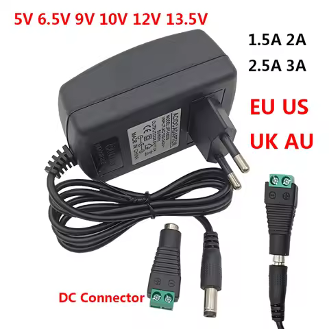 5.5x2.5mm 5V 9V 10V 13.5V 12 Volt Power Supply 6.5V 1.5A 12V 2A 2.5A Plug UK AU 12V 3A Power Adapter