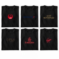 KATUN Etihad Emirates Virgin Fiji Airways Merchandise T-Shirt Maskapai Premium Combed Cotton 30s