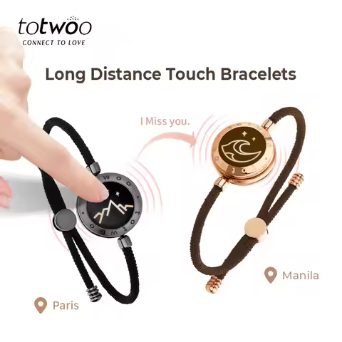 TOTWOO Long Distance touch Light up&Vibrate Bracelets for Couples,Long Distance Relationship Valenti