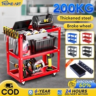 Trolley Cart Heavy Duty 3 Layer Hand Push Cart Tool Cart Wheel Brake Anti Slip Mechanical Workshop