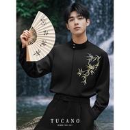 Woodpecker Summer Chinese Style Chinese Style Engagement Stand-Up Collar Ruffian Handsome Golden Bam