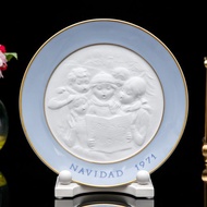 西班牙Lladro雅緻1971年銀色詩歌耶誕聖誕節美麗浮雕年度陶瓷盤
