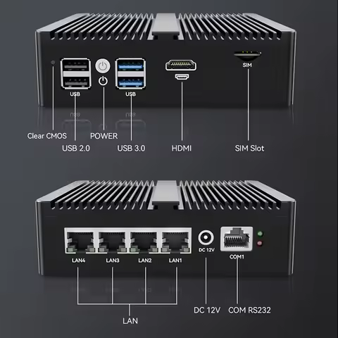 Industrial Mini PC X86 Firewall Intel Celeron N5105 N5100 Processor 4x 2.5G Ethernet SIM slot Suppor