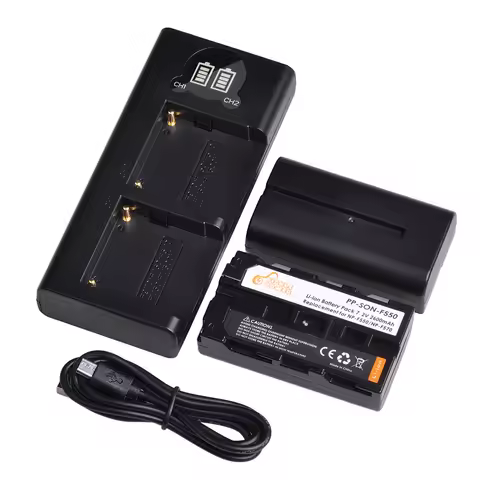 NP F NP-F550 Battery + Dual Charger for Blackmagic Pocket Cinema Camera 6K Pro Sony F570 F530