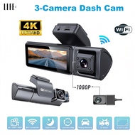 3Life 4K 3-Channel Dash Cam Front Inside Rear | WiFi | IR Night Vision | 24H Parking Monitor