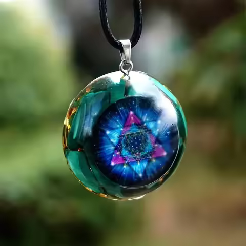 1PC Malachite Chakra Energy Orgonite Pendant Necklace, Malachite Chakra Energy Orgonite Pendant: Sri