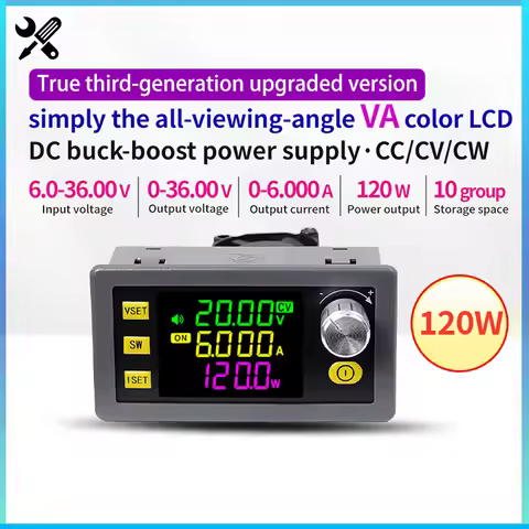 SK120 36V 6A 120W Buck Converter CC CV Step-Down Module LCD Adjustable Regulated Stabilized Voltage 