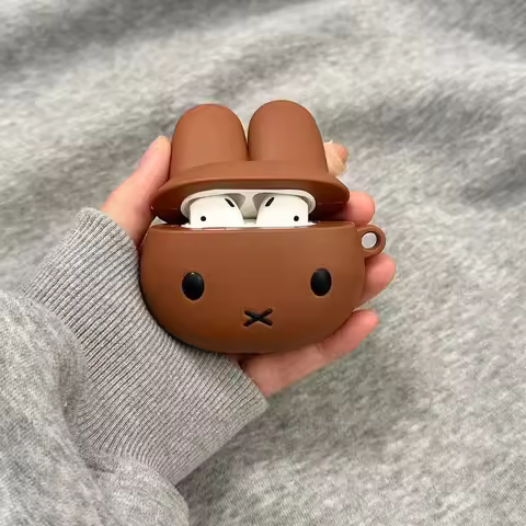 Chocolate Colored Miffy Bluetooth Earphone Cover Silicone Shockproof Cartoon Ins Style Simple For Ai