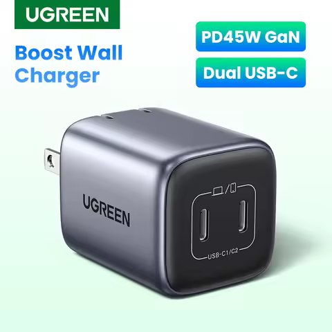 【US Plug】UGREEN GaN 45W USB Charger PD QC 3.0 Fast Charger Quick Charger For iPhone 15 14 Pro Phone 
